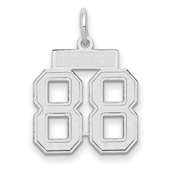 14k White Gold, Jersey Collection, Small Number 88 Pendant - Picture 1 of 3